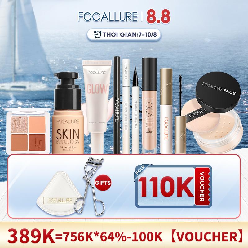 【TẶNG BẤM MI + BÔNG MÚT TÁN FOCALLURE Kem che khuyết điểm + Kem nền dạng lỏng + Mascara + Bảng phấn mắt + Chì kẻ mày + Bút kẻ mắt + Kem lót + Phấn phủ