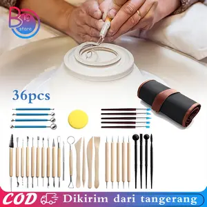 36pcs/Set Alat Ukir Tanah Liat Diy Clay Sculpting Tools Alat Clay Tools Set Pottery Tool