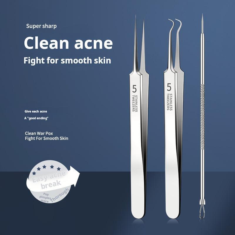 Bộ Kim Nặn Mụn Siêu Mịn, Kẹp Tế Bào, Nhíp Loại Bỏ Mụn Đầu Đen, Dụng Cụ Tuyệt Vời Để Cạo Và Bóp Mụn, Dụng Cụ Làm Sạch Kim Loại Nặn Mụn