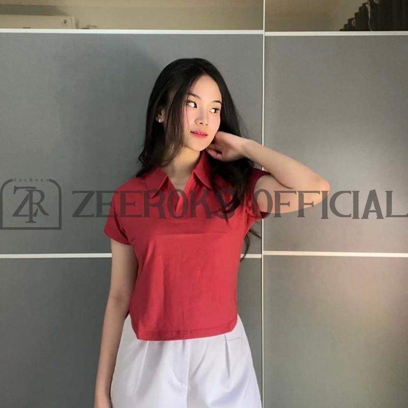 Product Introduction of baju wanita crop top leher kerah polo lengan pendek terbaru bahan cotton combed 15