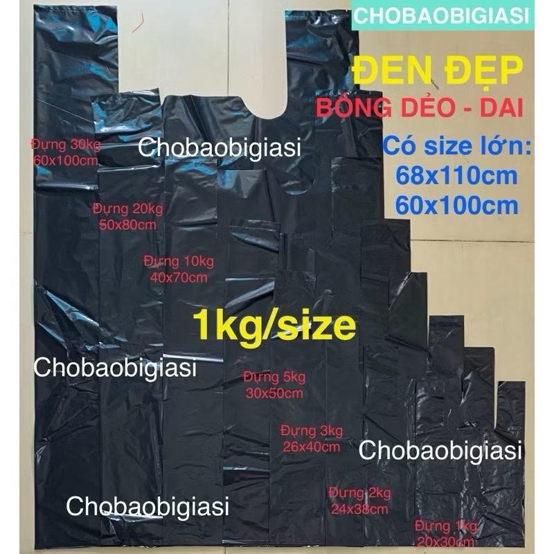 {1kg/size} Túi nilong đen bóng đẹp, dẻo, dai, túi xốp đen, túi hai quai đen đẹp không hôi dùng gói hàng, đựng rác (y hình)...