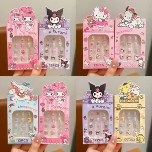 Set Kuku Palsu Anak Isi 12 Pcs Warna Motif Karakter untuk dekorasi kuku yang menyenangkan D149
