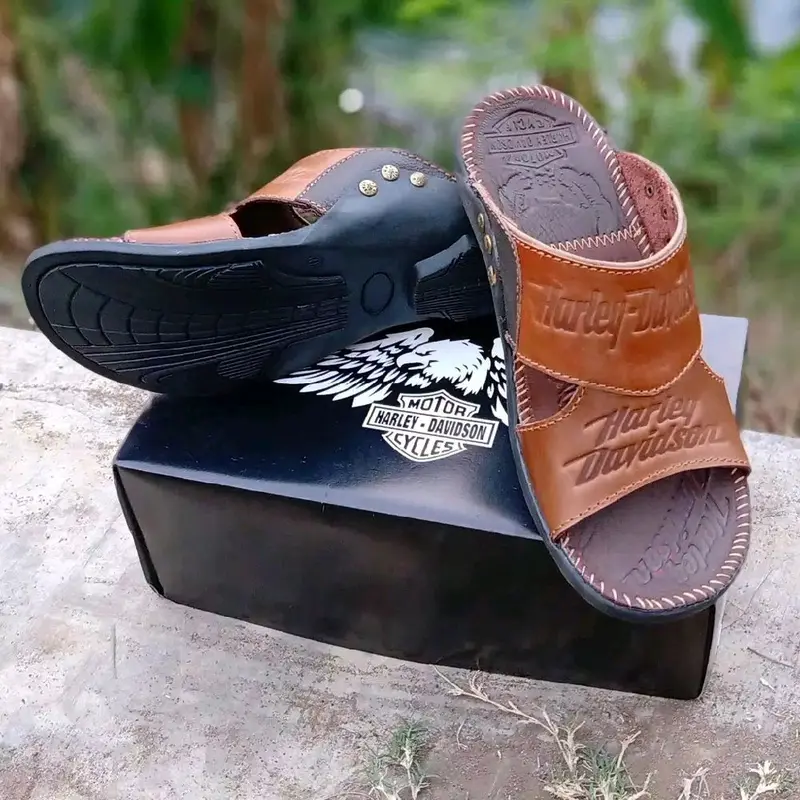 Sandal Kulit Sapi Harley Davidson Sandal Pria Murah dan Kuat 3