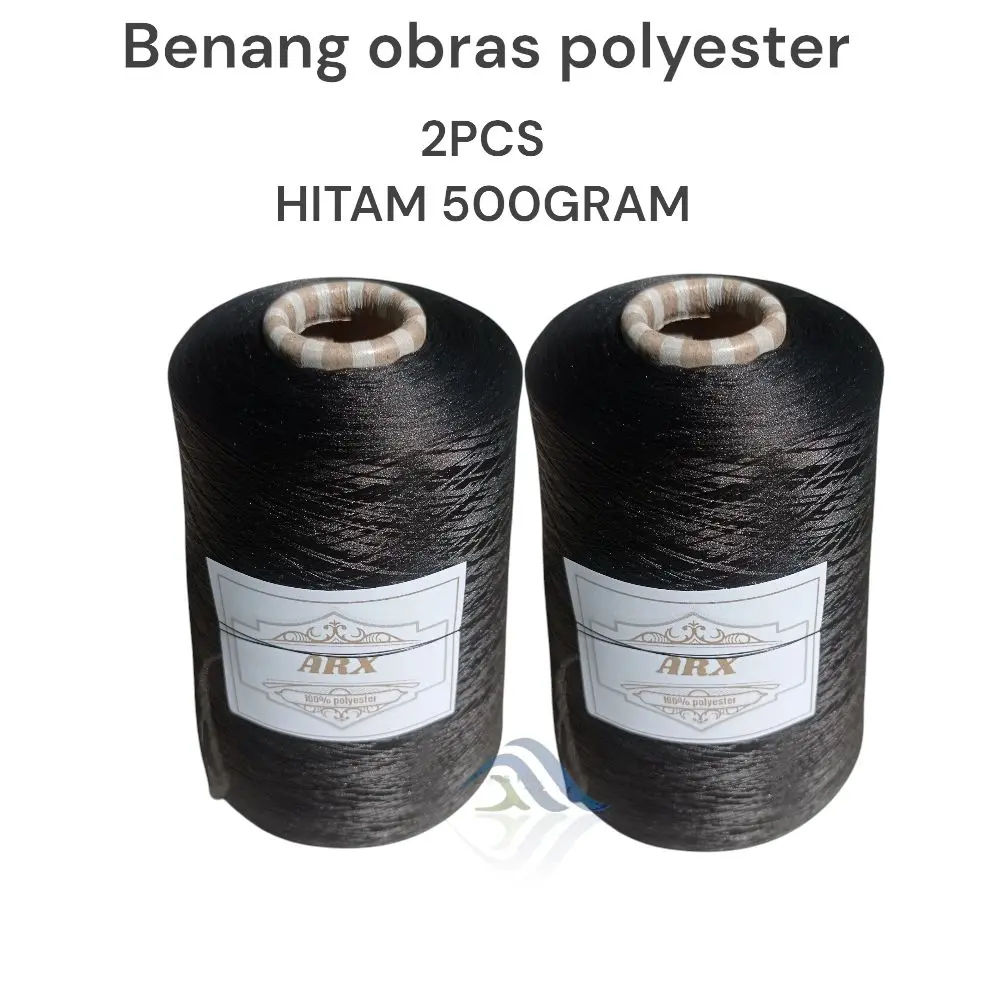 ARISTEX - 2PCS BENANG OBRAS POLYESTER HITAM 500GRAM