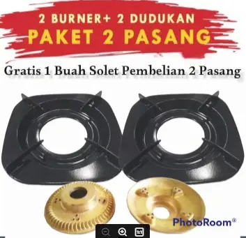 2PCS Tungku Kompor Rinnai Kaki 4 + 2PCS Burner Kompor Gas Rinai besi kompor 2tungku 0