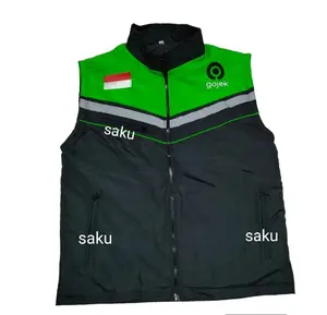 Rompi Ojol Hijau Tebal - Rompi Gojek Driver - Rompi Pria anti angin full bordir