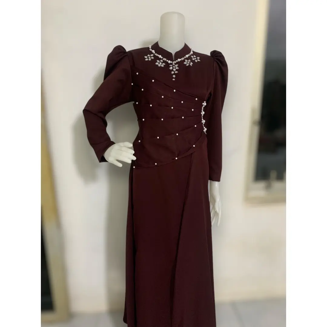 Amara Dress Muslimah Bridesmaid Elegan Hiasan Mutiara - Kondangan  Dan Bridesmaid Modern