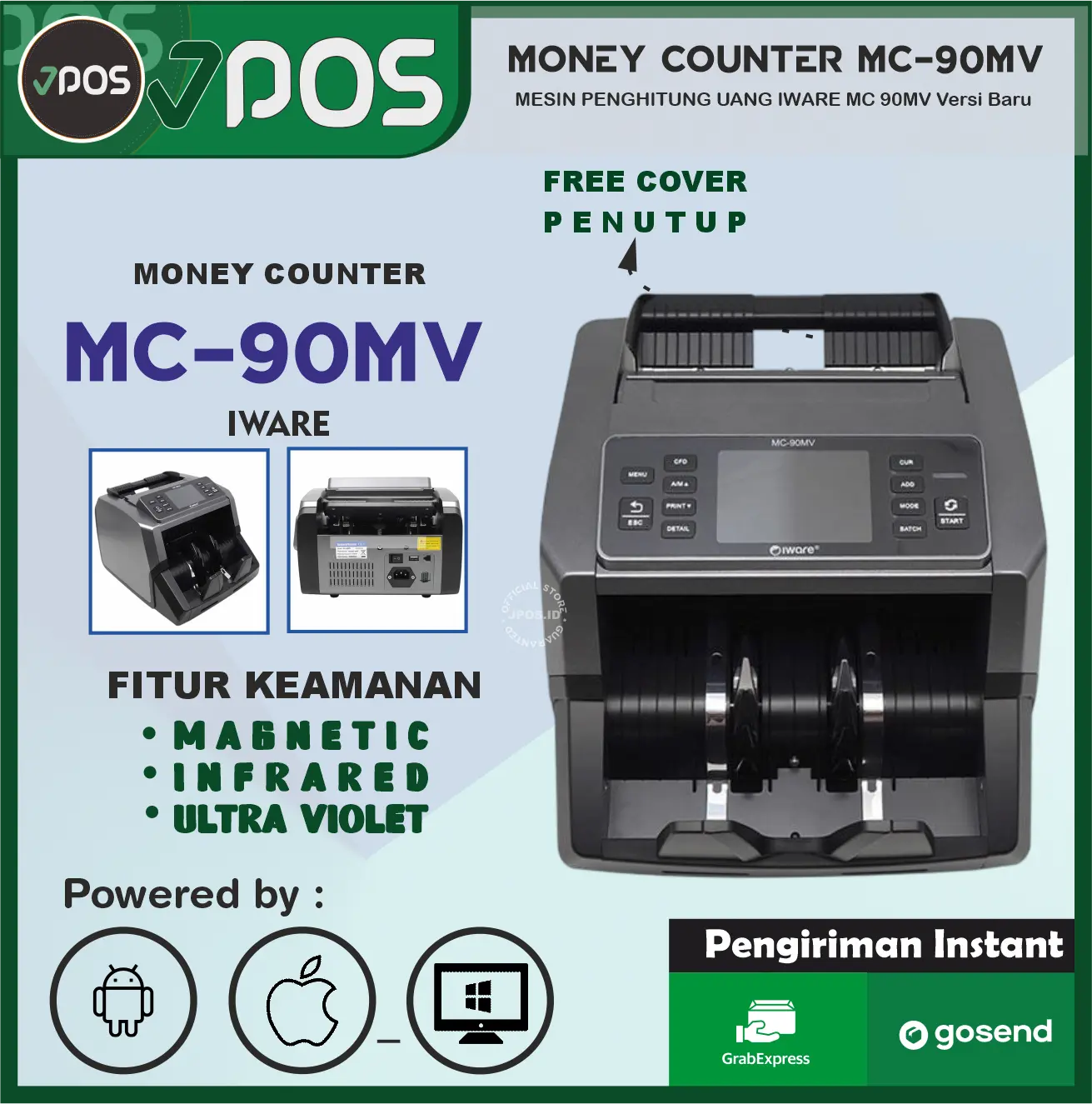 [JPOS] Mesin Penghitung Uang Otomatis Iware MC-88MVII Versi Baru MC-90MV dan MC-02 dengan Layar LED Ganda dan Sensor IF/UV/MG