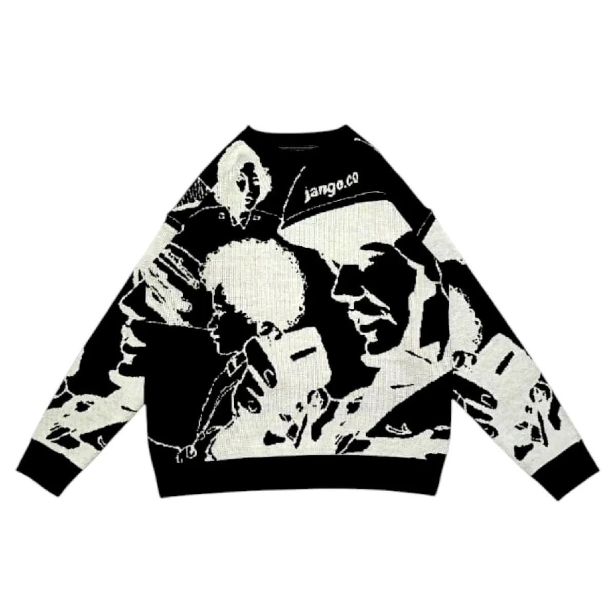 JANGO Knitwear Sweater Sketsa Face Black | Sweater Rajut Unisex Premium Tebal