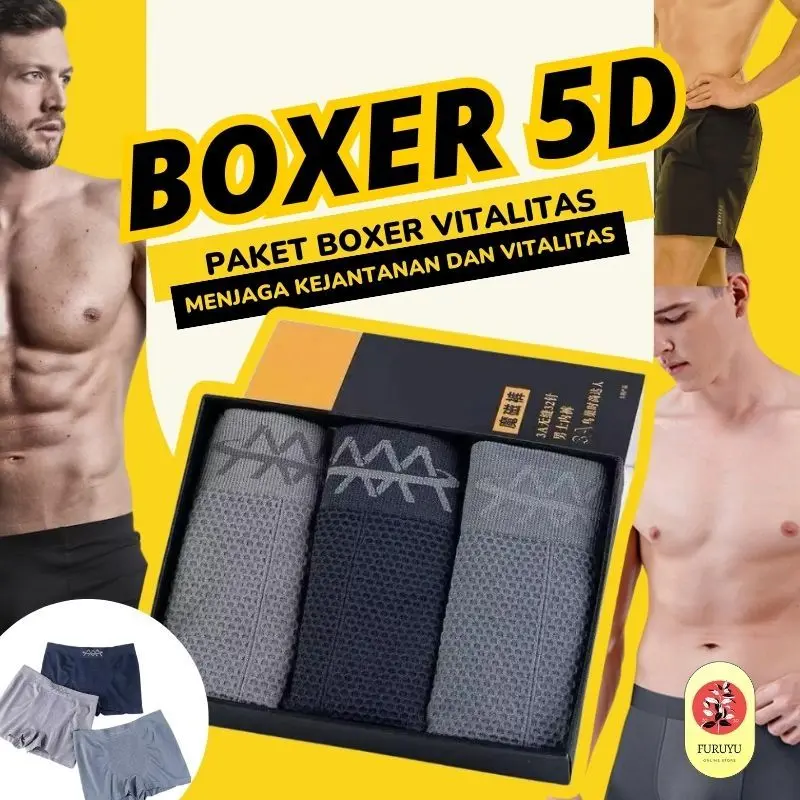 Celana Dalam 5D Magnetic Premium Boxer Therapy Kesehatan Vitalitas Pria Bahan Seamless Original CD Magnet 1 Box Isi 3 Pc