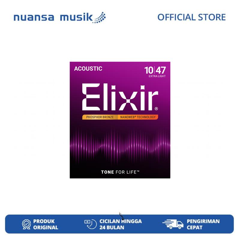 Elixir 16002 / 010 - 047 Phospor Bronze Nanoweb Extra Light Acoustic ...