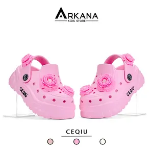 Arkana Kids - Sandal Anak Perempuan Clog CEQIU Bunga 3D Lucu Empuk Anti Slip Clog Flower Cute Premium untuk Anak Cewek