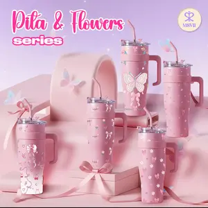 Pita kupu-kupu Tumbler  MSVLL (1200ml) Ready Stock — Tumbler Jumbo dengan Sedotan, Kapasitas Besar, Desain Menarik, Praktis untuk Mobil, Kantor, Rumah, dan Olahraga BB80
