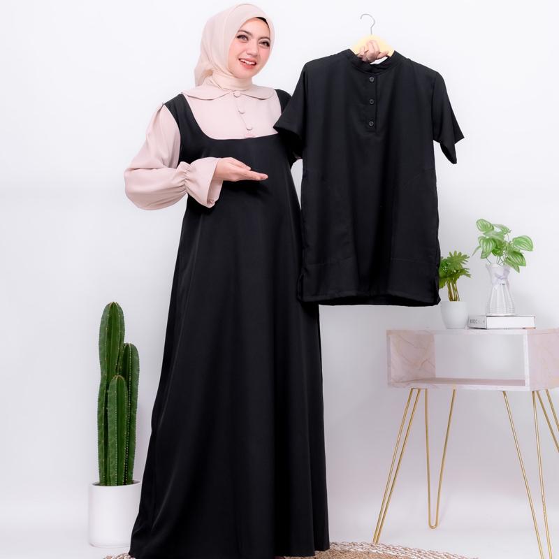Ghania Set Couple Gamis Couple Satu Set Terbaru 2025 Material Tiffany Premium Lebaran 7