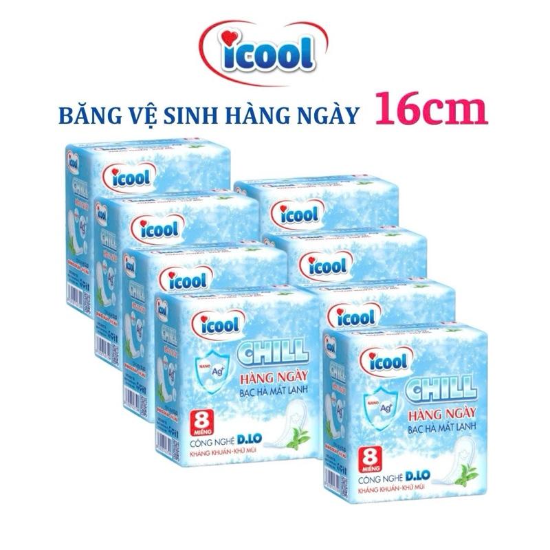 Combo Lốc 8 gói Băng Vệ Sinh ICOOL hằng ngày dành cho cuối chu kì không cánh bạc hà mát lạnh {8 gói}