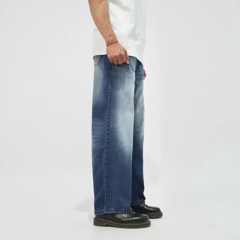 Selfless - Wide Leg Jeans Loose Pants Pria - Celana Panjang Jeans - Celana Denim Pria - Celana Retro Street Style 2