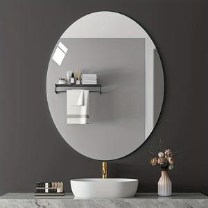 Espejo ovalado acrílico, espejo suave para pared de lavabo de baño, espejo irregular sin perforaciones, espejo de pared adhesivo, instalación de tocador de dormitorio moderno, fácil de pegar e instalar, decoración del hogar, decoración de la habitación