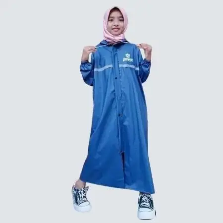 Jas Hujan Mantel Gamis Anak Anti Rembes Bahan PVC Karet Tebal Kuat Elastis Waterproof 0