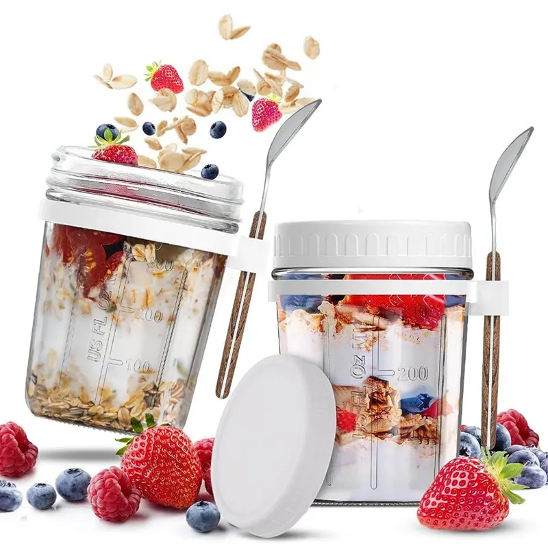 Lọ Yến Mạch Cả Ngày Có Thể Tái Sử Dụng, Dung Tích 350ml, Có Thìa, Kín Khí, Hộp Đựng Cốc Yến Mạch, Có Đánh Dấu Đo Lường 8