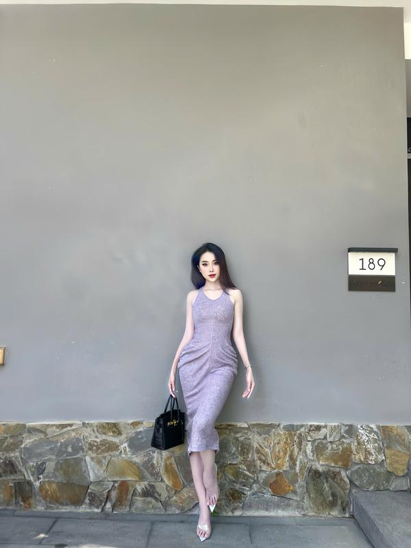 (M04) - Đầm thun gân cotton body ba lổ nhúng eo duyên dáng 5