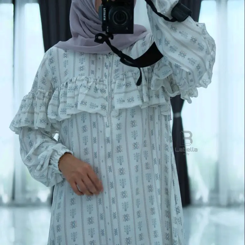 GAMIS MUSLIM DRESS WANITA BW MOTIF BY LABELLA DAILY X ANJANI STORE 1