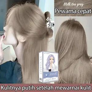 【Tidak perlu pemutih】STYLE FIT cat rambut ash grey*200ml sari tumbuhan murni, tidak memerlukan pemutihan, pewarnaan rambut mudah di rumah (hair color pewarna rambut,cat rambut milk tea,bleaching rambut,milk tea ash hair colormilk tea hair color)