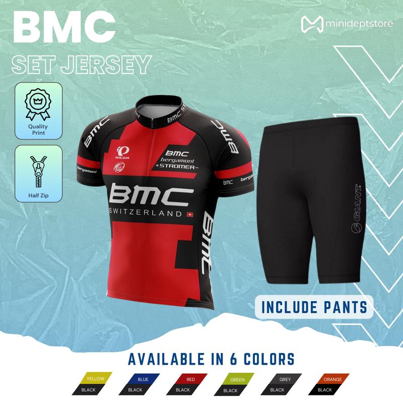 Setelan Kaos Jersey Sepeda dan Celana Sepeda Set BMC MTB Roadbike Unisex 0