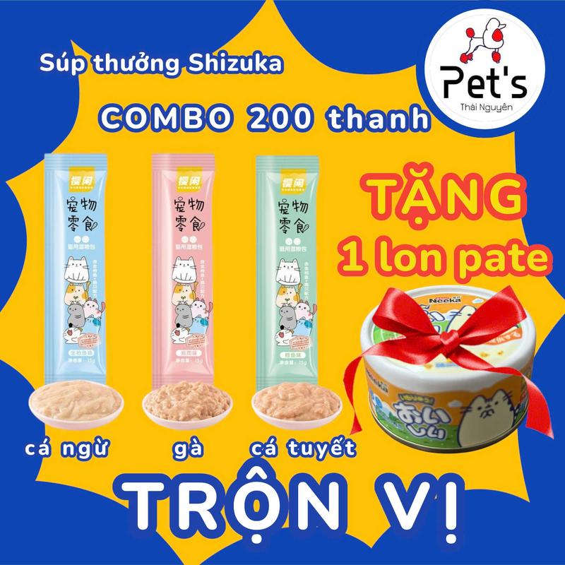 Tặng Pate Combo 200 thanh súp thưởng cho mèo soup thưởng dinh dưỡng cho mèo sup thưởng shizuka thanh 15gr