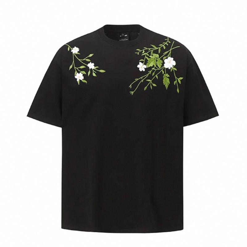 ÁO THUN HÌNH THÊU x ÁO THUN HOẠ TIẾT HOA LÁ CÀNH FULL HÌNH THÊU nam nữ + ÁO THUN GIỐNG DOUYIN + Ảnh thật + video thật shop tự chụp