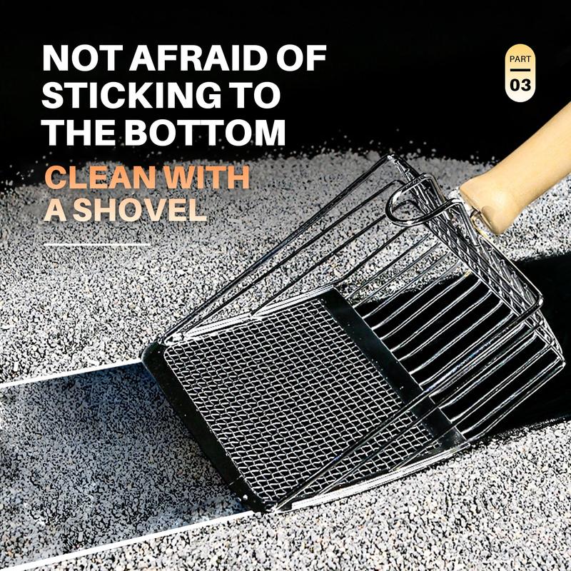 Xẻng Xúc Cát Vệ Sinh Cho Mèo, Cán Gỗ, Xẻng Kim Loại, Có Móc, Cầm Tay, Rây Thép Không Gỉ, Thích Hợp Cho Nhà Vệ Sinh Mèo Con, Dụng Cụ Vệ Sinh, Sản Phẩm Thú Cưng, Trở Lại Với Thiên Nhiên