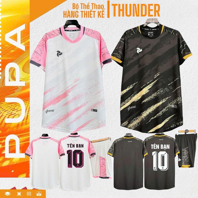[CÓ BIGSIZE 38-125KG] Bộ Quần Áo Bóng Đá Jp, Thunder Trắng Hồng/Đen ,Vải Mè Cao Cấp Cho Nam Nữ, Có In Tên Sport Unisex Tập Thể Dục Chạy Bộ Tập Thể Dục Chạy Bộ Tập Gym Top Quần đồ  đá  banh  nữ  tên  hello  kitty