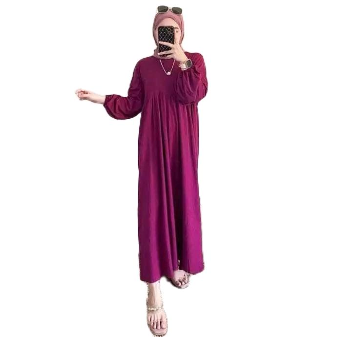 Siena Midi Dres Wanita  Remaja Kekinian bahan Cringkle Airflow  Nyaman Muslim Casual link  dress  lebaran 4