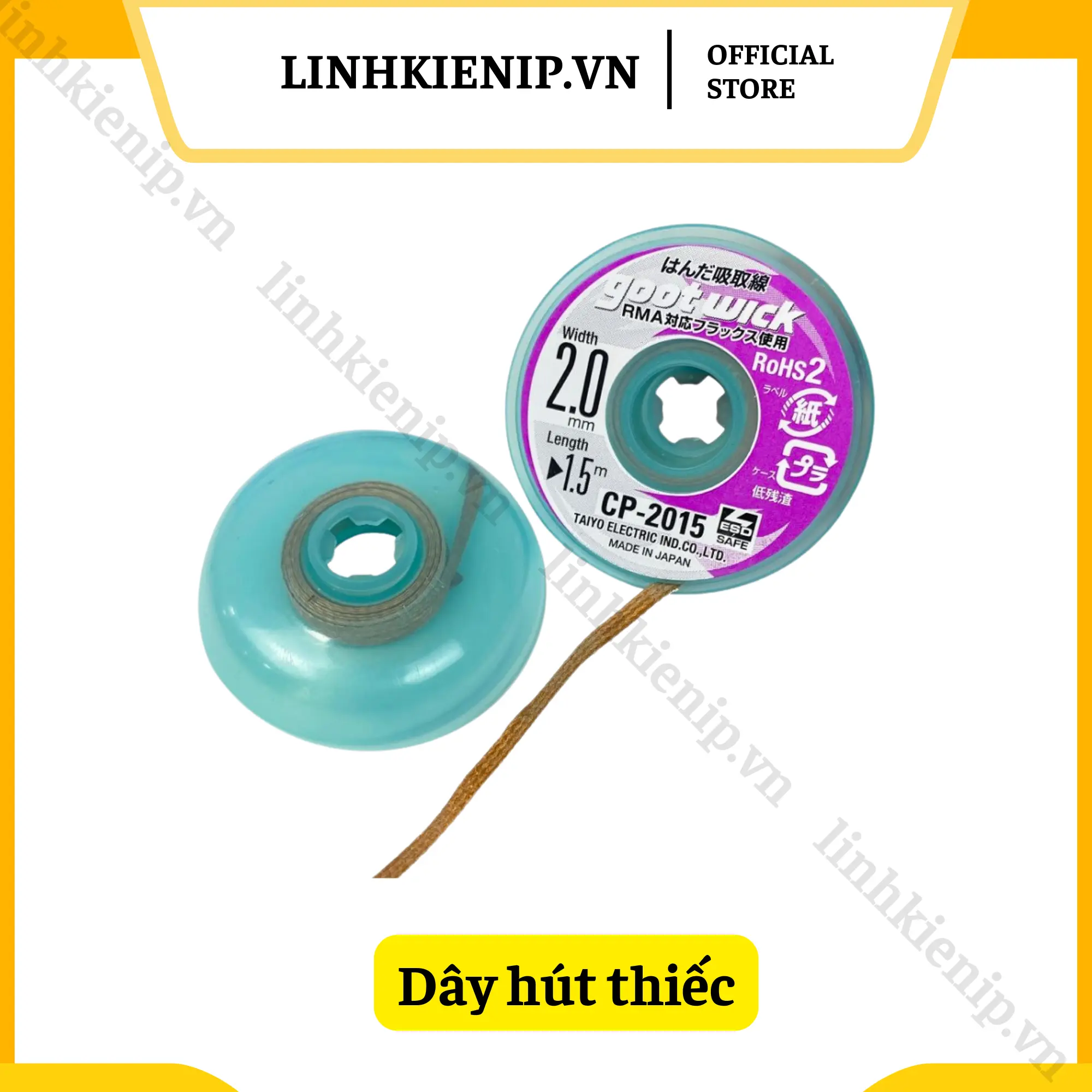 Dây hút thiếc chân linh kiện Goot Wick 2.0mm - 1.5m