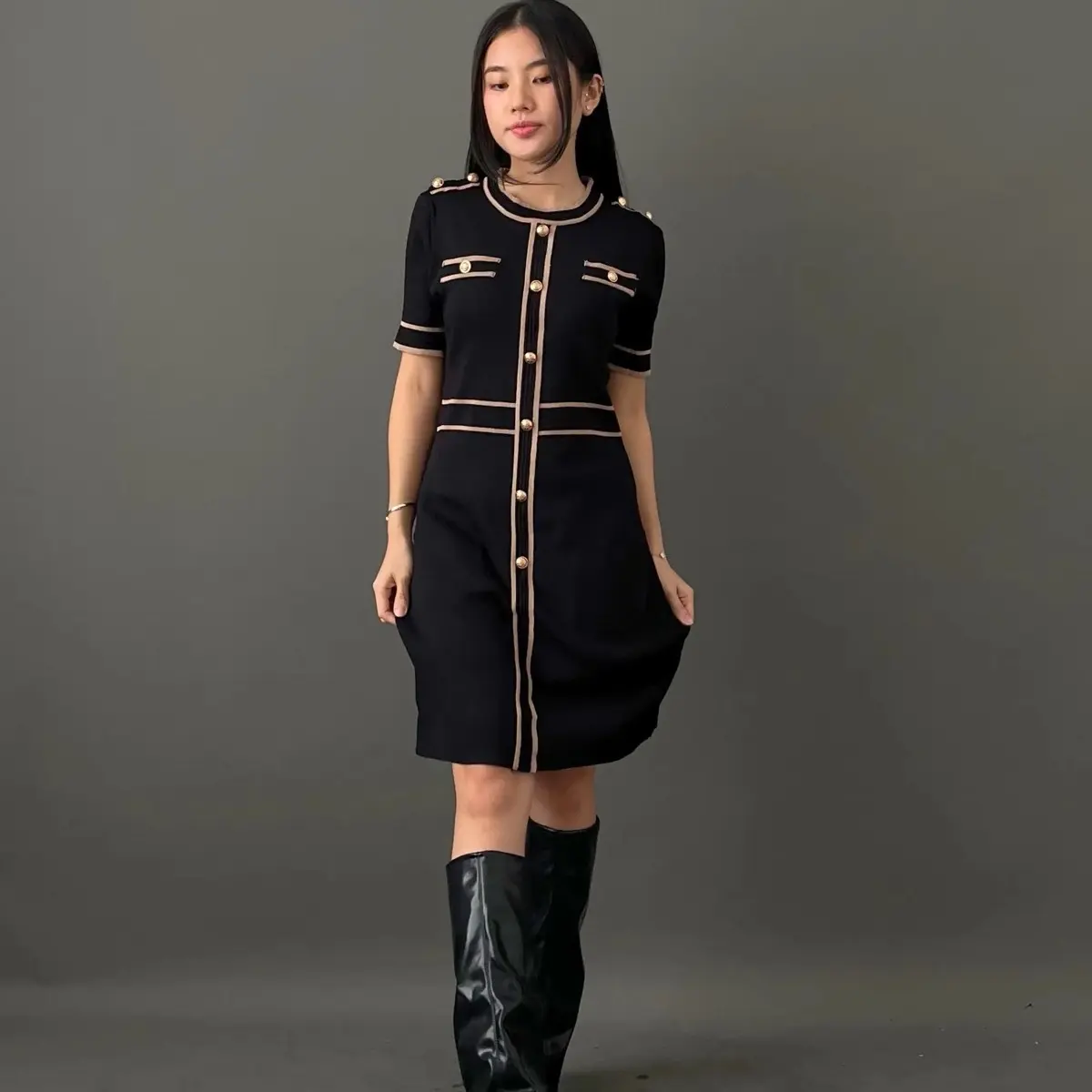 Aleya midi dress shortsleves Nyaman Panjang