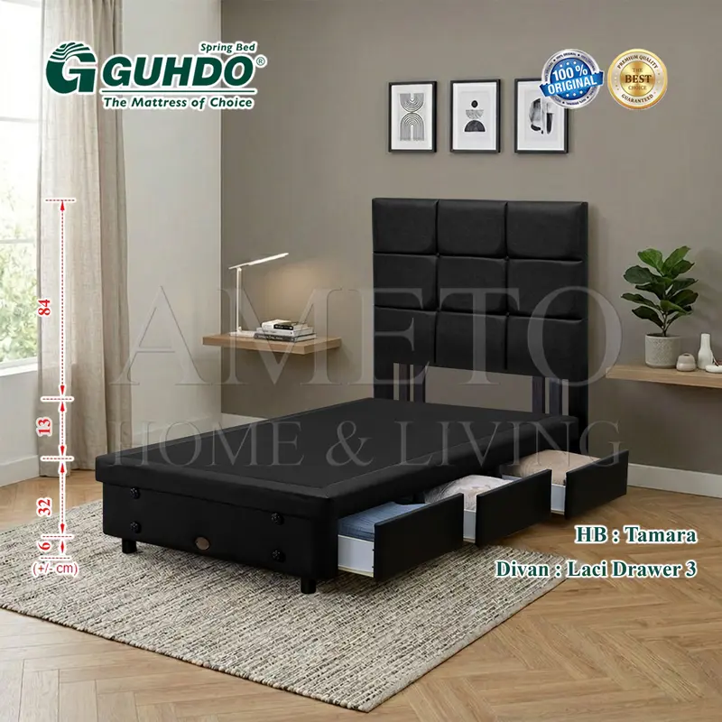 Guhdo Spring bed Divan Laci Drawer 3 + HB Prospine, Atlantic, Marina ...