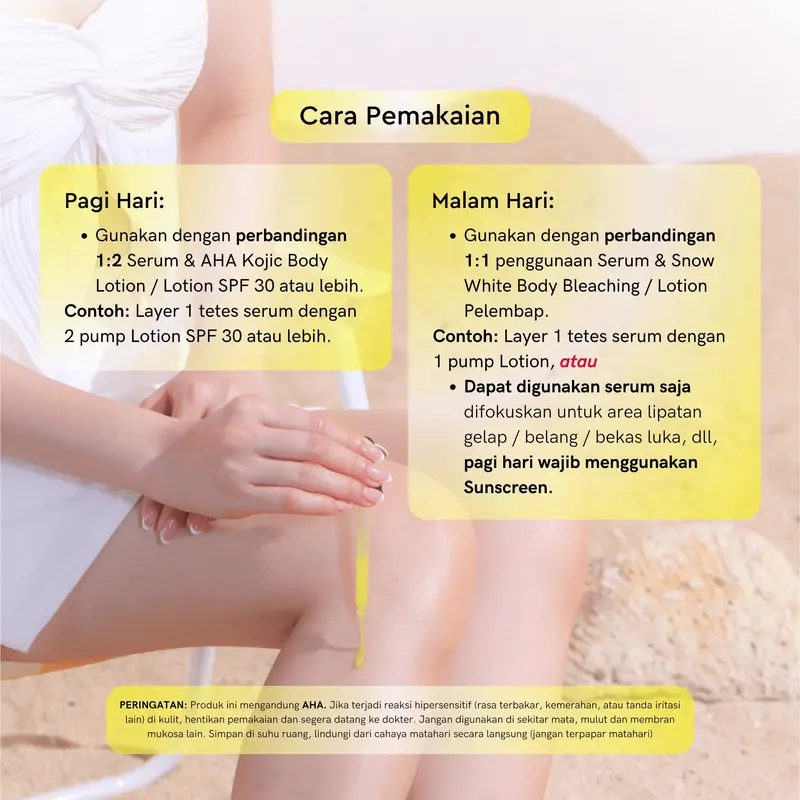 [AFF] [4PCS] PERFECT WHITE AHA Body Serum 50ml + AHA Kojic Brightening Body Lotion 100ml + AHA Kojic Brightening Body Wash + Free 1pcs Sachet Snow White | Paket Perawatan Kulit Mencerahkan Badan Sabun Whitening Pencerah Noda Hitam Tubuh Niacinamide 6