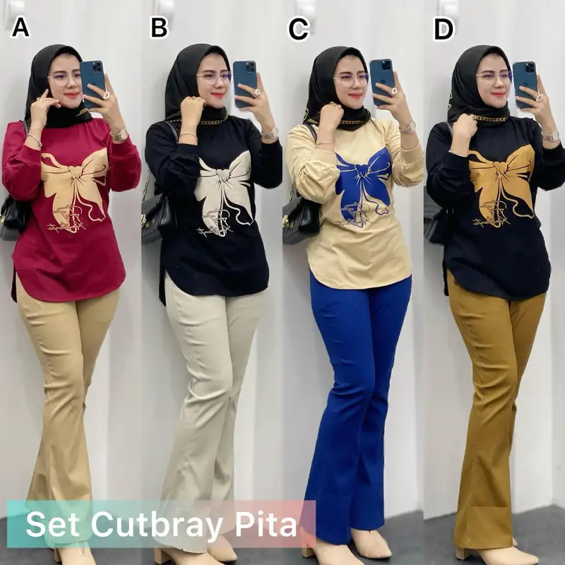 [EKSKLUSIF] Setelan Wanita Celana Chinos Cutbray Atasan Kaos Combed Premium 5