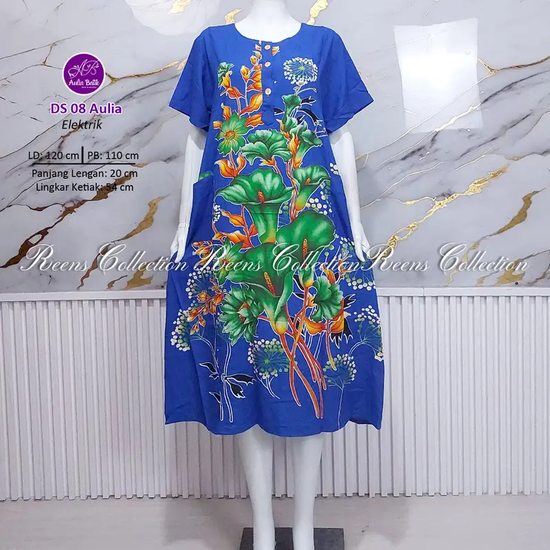 Aulia Batik Daster 08 Batik Print | Daster 3 Kancing Depan Busui 2 Saku Tangan Pendek Di Bawah Lutut daster  viral 5