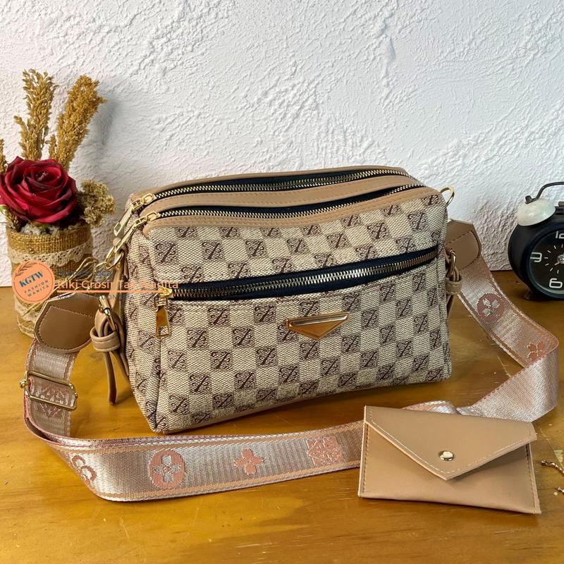 [LOKAL PREMIUM] NEW TAS SELEMPANG PILLOW 3 RUANG  MOTIF KULIT KOTAK PU TERBARU//FASHION WANITA KEKINIAN 3
