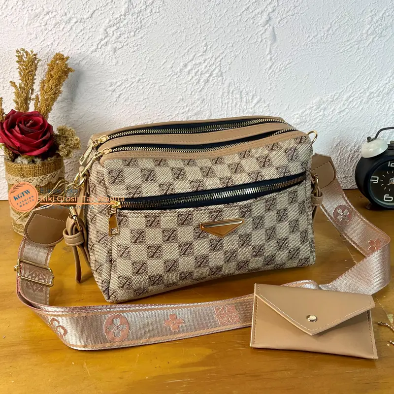 [LOKAL PREMIUM] NEW TAS SELEMPANG PILLOW 3 RUANG  MOTIF KULIT KOTAK PU TERBARU//FASHION WANITA KEKINIAN 3