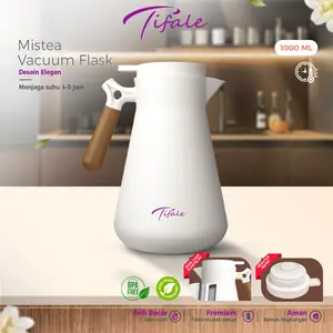 [READY) [WHITE] Tifale Mistea Vacuum Jug 1.0L – Teko Air Panas Tahan Lama, Desain Elegan, Gagang Kayu Estetik