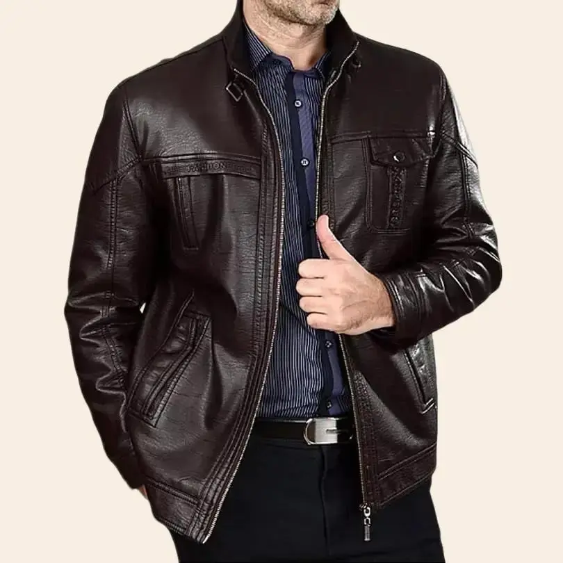Jaket kulit pria model slimfit / jaket kulit sintetic sintetis Leather