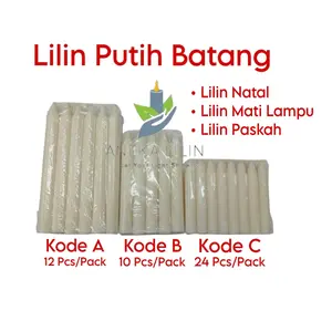 Lilin Putih/ Lilin Mati Lampu/ Lilin Natal/Paskah (Isi 12/10/24 buah)