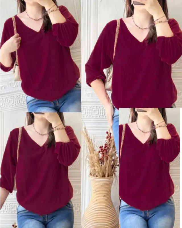 ATASAN WANITA BLOUSE ASFA ,CRINKLE AIRFLOW- VINEX Baju Top Dewasa Crop Basics White Cewek Remaja Casual Oversize lengan 3⁄4 bukan kemeja Panjang Linen Katun Pendek 4