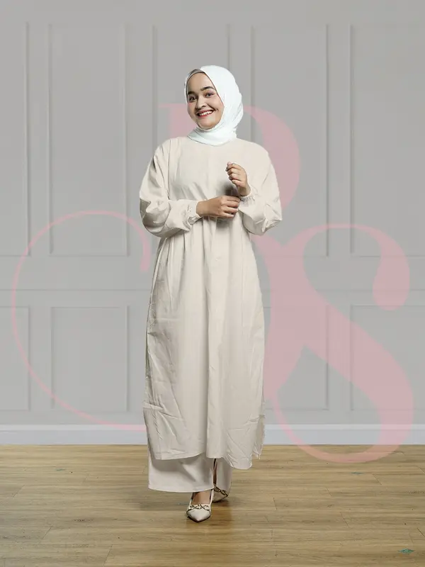 Beautyshirt~Setelan Wanita Dewasa Zhea Set + Celana Panjang Kulot Bahan Linen Polos LD 110Cm Fit To XL Jumbo Atasan Baju 8