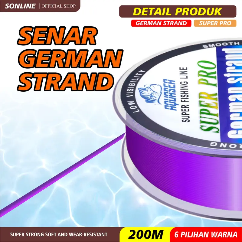 SONLINE Tali Pancing Nilon GERMANY Fishing Line 200m Joran Umpan Reel 3