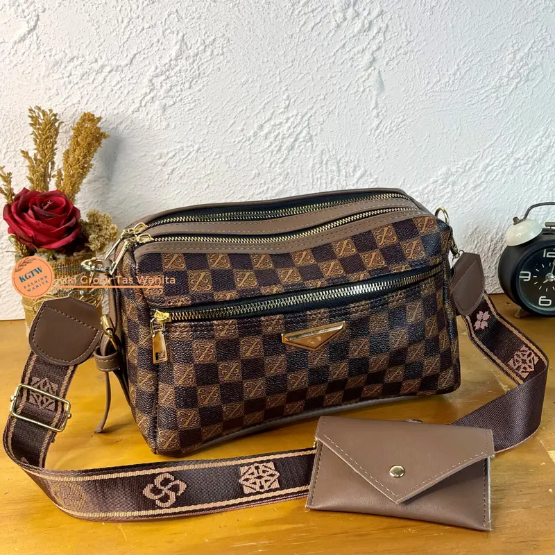 [LOKAL PREMIUM] NEW TAS SELEMPANG PILLOW 3 RUANG  MOTIF KULIT KOTAK PU TERBARU//FASHION WANITA KEKINIAN 0