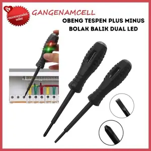 Obeng Testpen Bolak Balik Tespen Induksi Min Plus Dual LED Tester Deteksi Cek Ukur Arus Kabel Listrik Putus