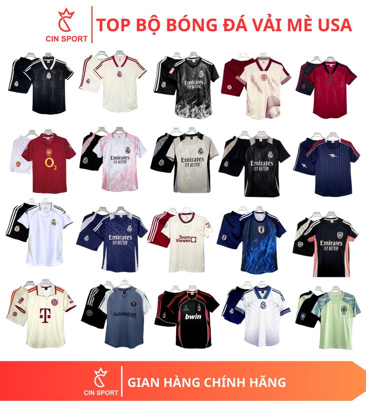 BỘ QUẦN ÁO BÓNG ĐÁ NAM NỮ VẢI MÈ USA CAO CẤP LOGO THÊU, CO GIẢN, THOÁNG HÚT MỒ HÔI, KHÔNG BONG TRÓC, ÁO ĐÁ BANH NỮ, NAM, DO THE THAO - CIN SPORT