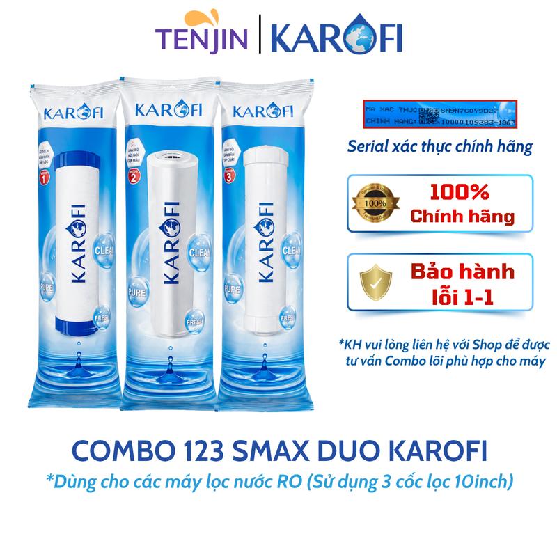 Bộ 3 Lõi Lọc Nước Karofi Smax Duo 123 Lõi Lọc Thô Với Công Nghệ Vi Lọc Dùng Cho Máy Lọc Nước RO Sử Dụng Cốc Lọc 10 inch